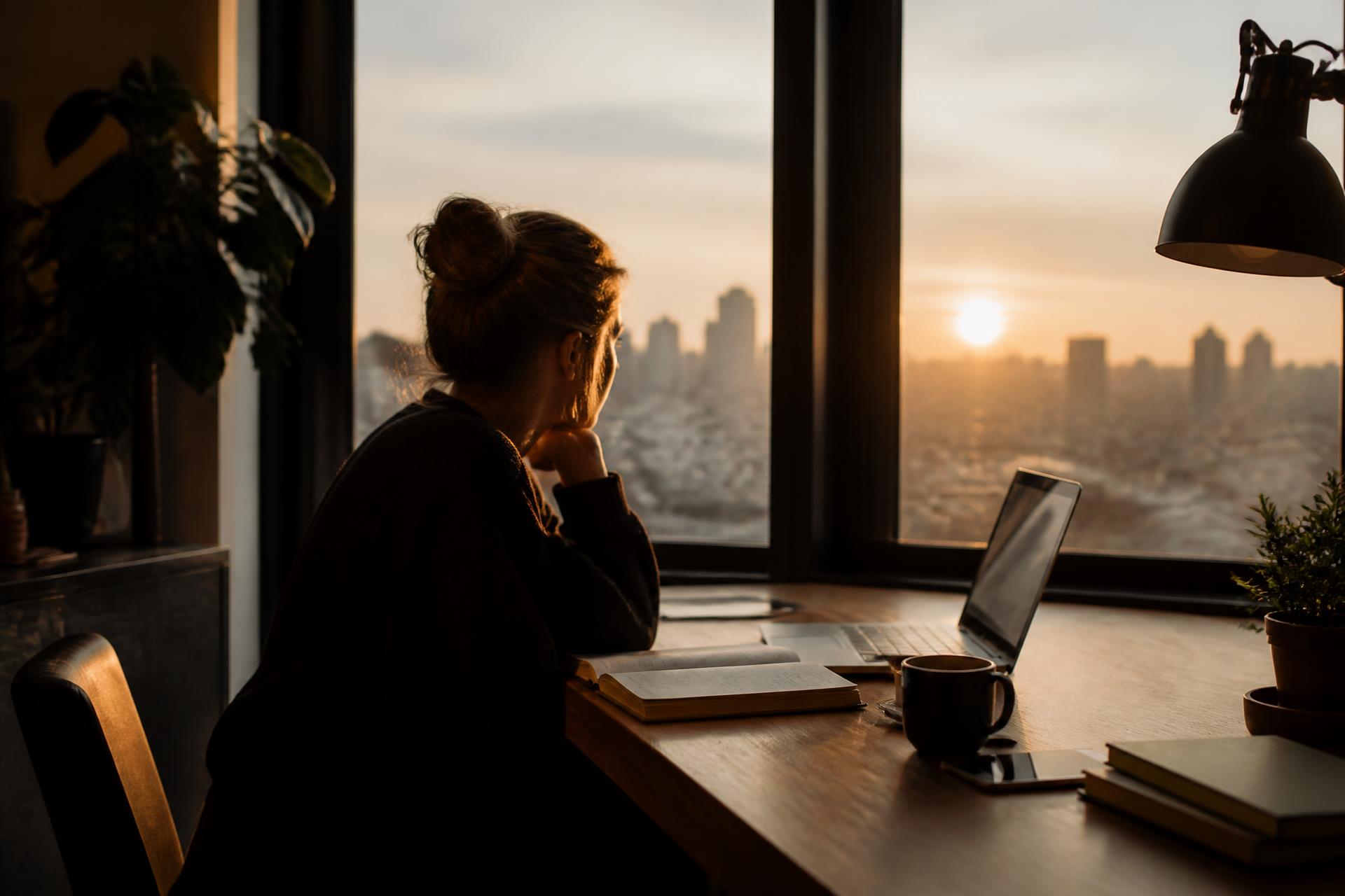 A calm workspace where AI helps plan a better life